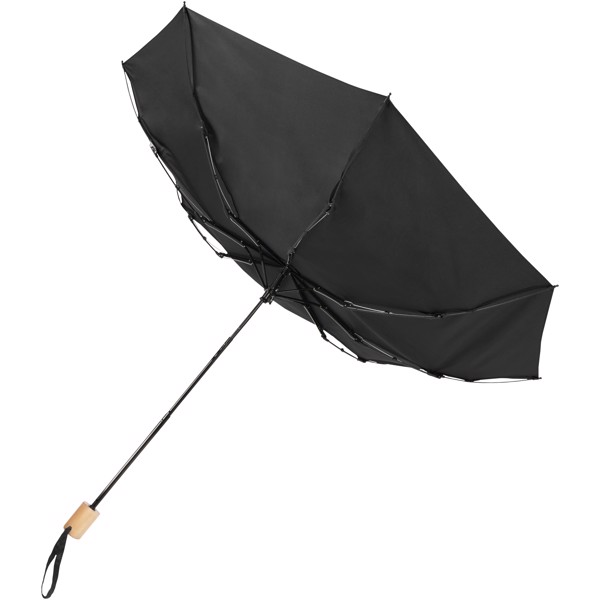 Ombrello pieghevole in PET riciclato antivento da 21" Birgit - Nero