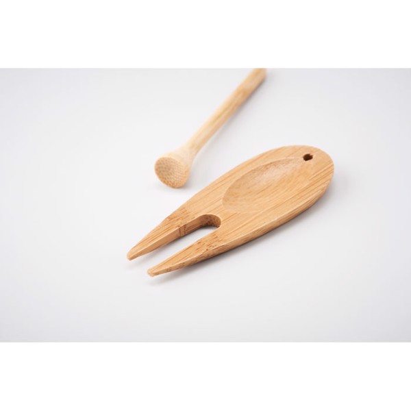 Bogey golf divot tool bamboo, 70x25 mm