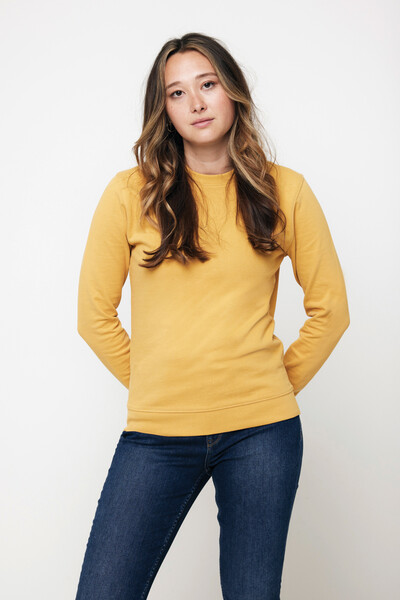 Iqoniq Zion Rundhals-Sweater aus recycelter Baumwolle - Ochre Yellow / XS
