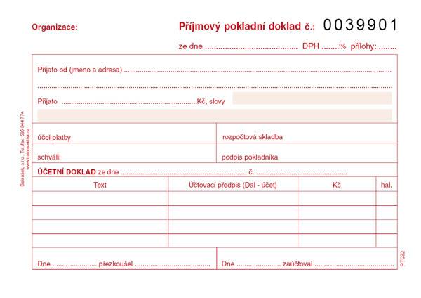 Příj. Pokl.Dokl. I Pro Pod.Účet. A6 Čís