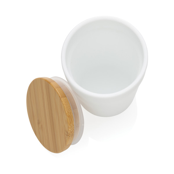 GRS certified recycled PP mug with bamboo lid - White