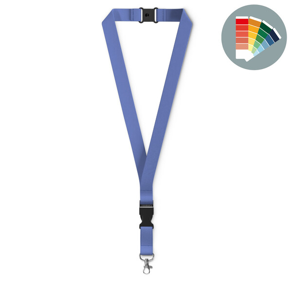 Detachable recycled polyester (rPET) pantone matched screenprint lanyard - 20mm width / Metal carabiner / Safety breakaway