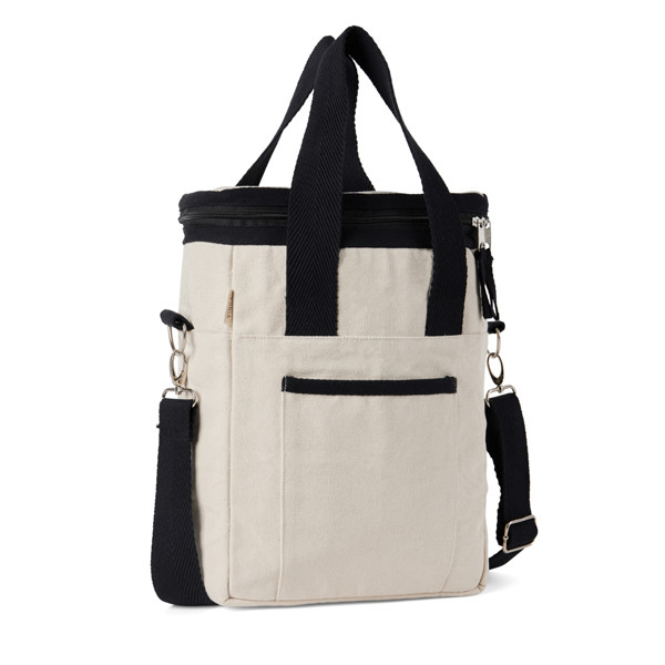 VINGA Volonne AWARE™ recycled canvas cooler tote bag - Off White / Black