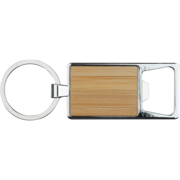 Bamboo key ring with bottle opener MATTIA - Beige
