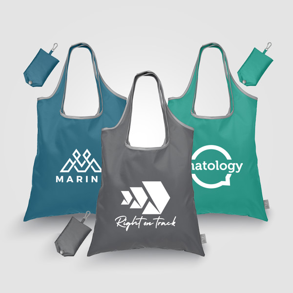 Santorini - rPET Foldaway Tote - Teal / 4 Colour inkjet