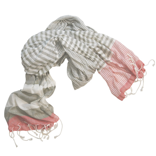 Foulard à franges WIND - BLEU/GRIS