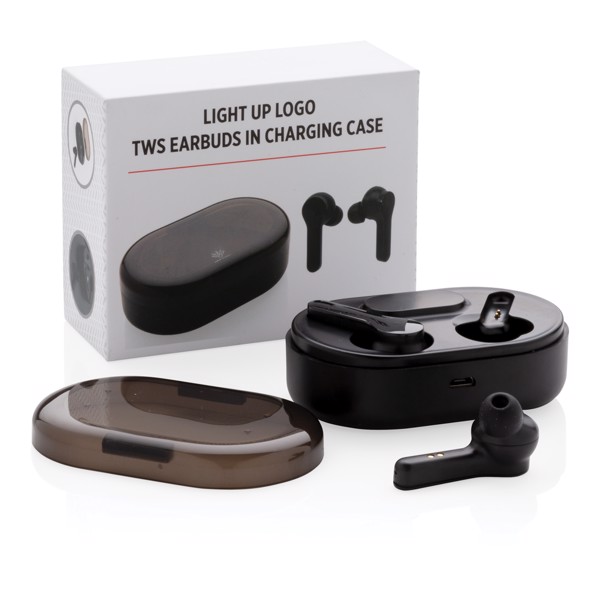 XD - Light up logo TWS earbuds in charging case