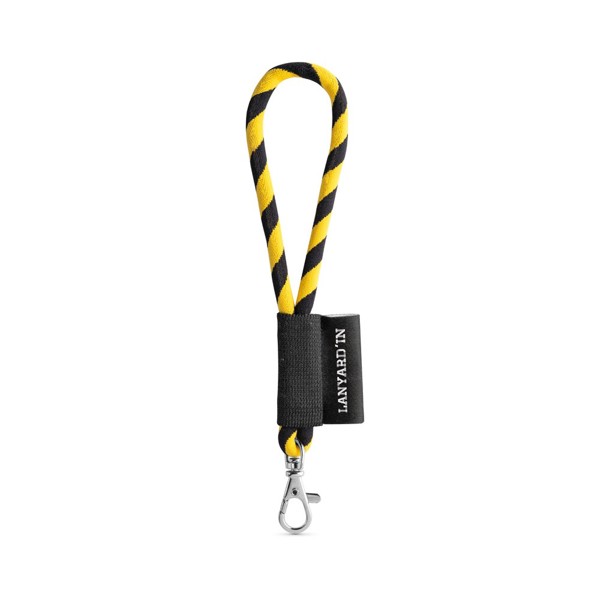 75090. SET Lanyard TUBE Short (Ø 7 mm) com mosquetão de gatilho 9 mm - Preto / Amarelo