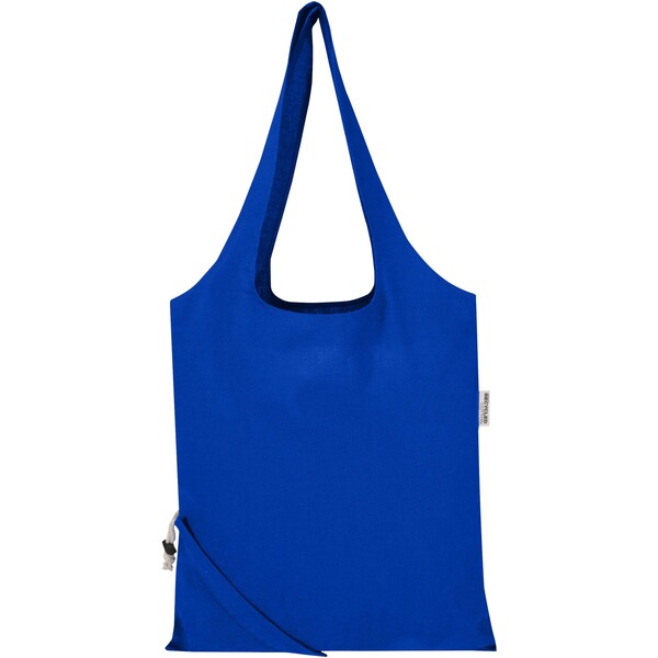 Madras Blend 140 g/m² GRS recycled foldable cotton tote bag 7L - Royal Blue
