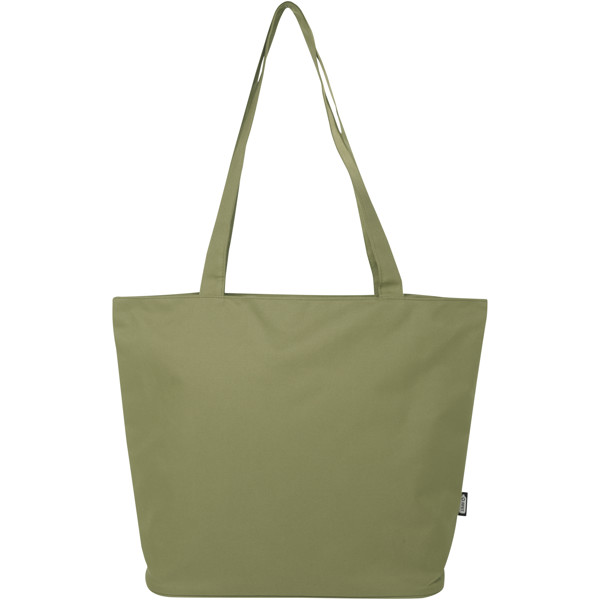 Tote bag in materiale riciclato certificato GRS con cerniera Panama 20l - Oliva