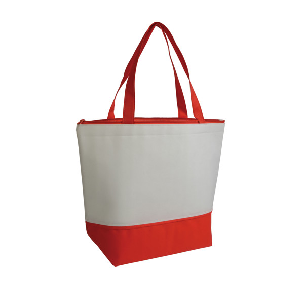 Non-Woven Fabric Cooler Bag With Silver Interior - Red / White