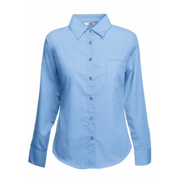 Camisa Poplin Ladies Manga Comprida 120G - 55% Algodão/ 45% Poliéster - Azul Claro / XL