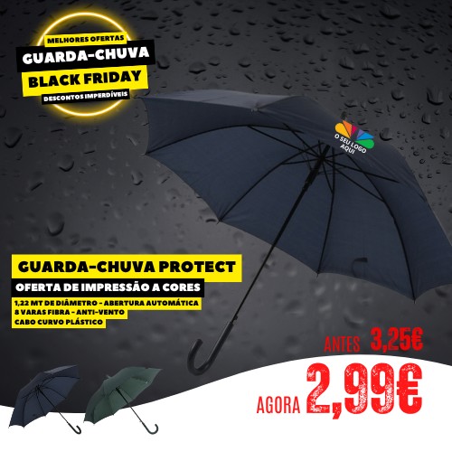 Guarda chuva de 8 varas com impressão a cores.