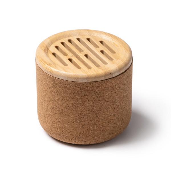 Personalised wireless speaker in cork and bamboo with Bluetooth 5.1