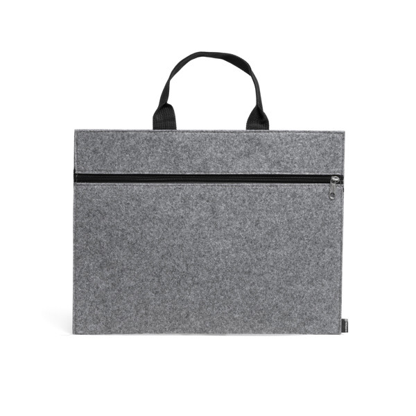 Personalised document holder in recycled felt with zip compartment