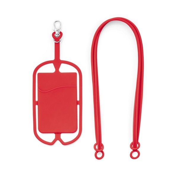 NICOLAUS. Card holder with smartphone holder - Red