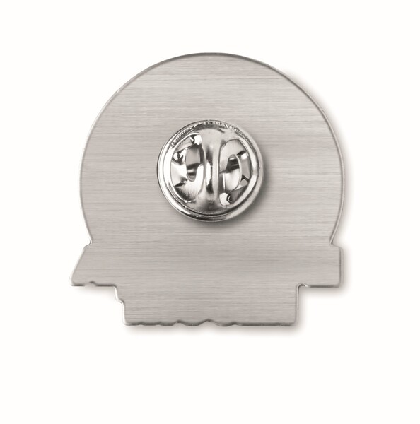 Pin's en acier inoxydable de forme personnalisée avec doming en quadri - 35mm / Emballé dans du papier de soie