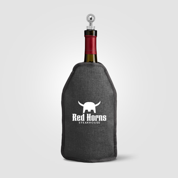 Nest Recycled Polyester Heathered Wine Bottle Cooler – 16.3 x 22.5 cm - Grey / Silkscreen