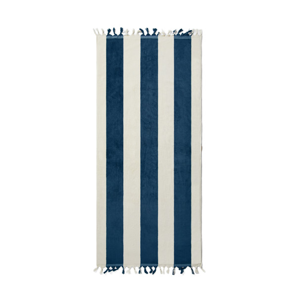 VINGA Drap de bain Valmer - Bleu Marine / Beige
