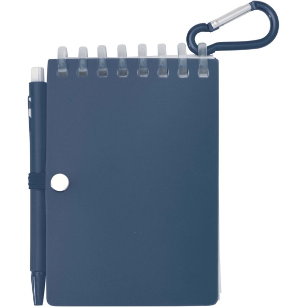 Ensemble carnet souple d’extérieur recyclé et stylo bille (encre noire) Lig Mini - Bleu océan