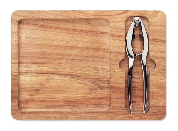 Acacia nut cracker set Nutplate