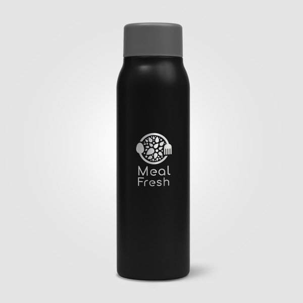 Breeze  Recycled Stainless Steel Carbonated  Bottle - 590 ml - Black / Silkscreen