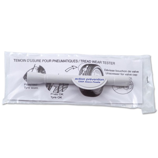 TYRE TREAD DEPTH GAUGE, INDIVIDUALLY WRAPPED WITH INSTRUCTION LEAFLET - Blanc / 