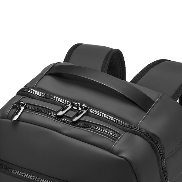 Backpack / Travel Suitcase With Laptop Holder (15) In Soft, Water-Resistant Pu - Black