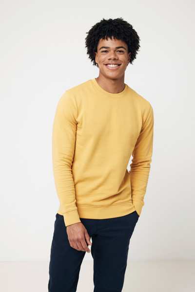 Sweater à col rond en coton recyclé Iqoniq Zion - Ochre Yellow / XL