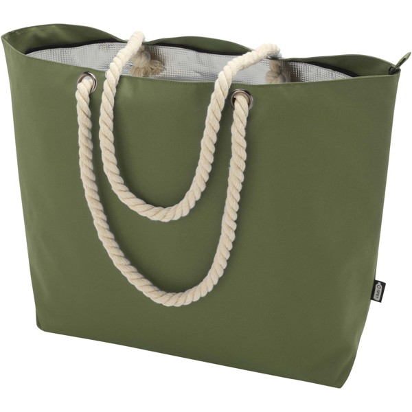Sac shopping Panama recyclé GRS isotherme de plage avec poignées en cordelette 23L - Olive