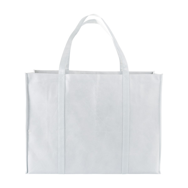 Stitched 100 G/M2 Non-Woven Fabric Maxi Shopping Bag With Gusset And Long Handles - White