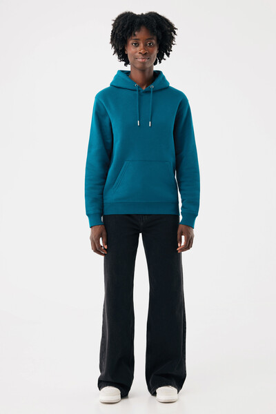 Mikina s kapucí IQONIQ Joshua z recyklované bavlny - Dark Teal / S