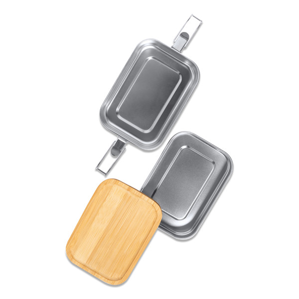 1000 ml Alcora double lunch box - Silver