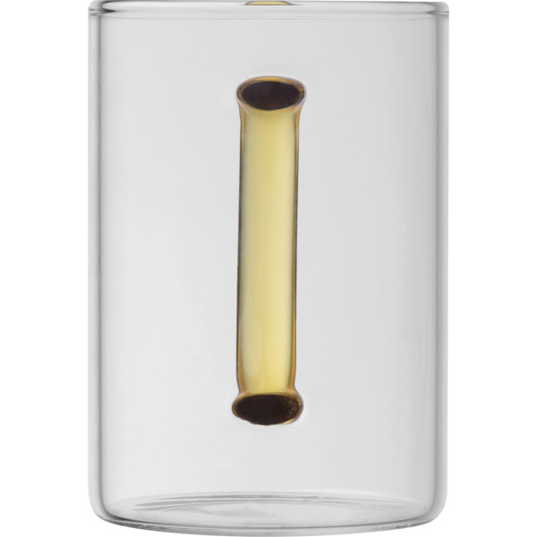 Glass mug with coloured handle EDDA - Yellow