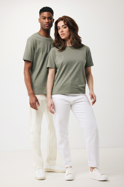 T-shirt coupe boxy en coton recyclé IQONIQ Teide - Heather Green / L