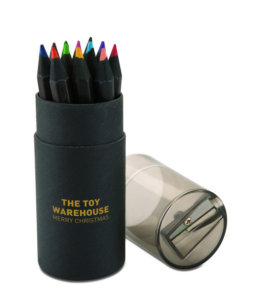 Blocky colouring pencil set 12pcs, sharpener lid