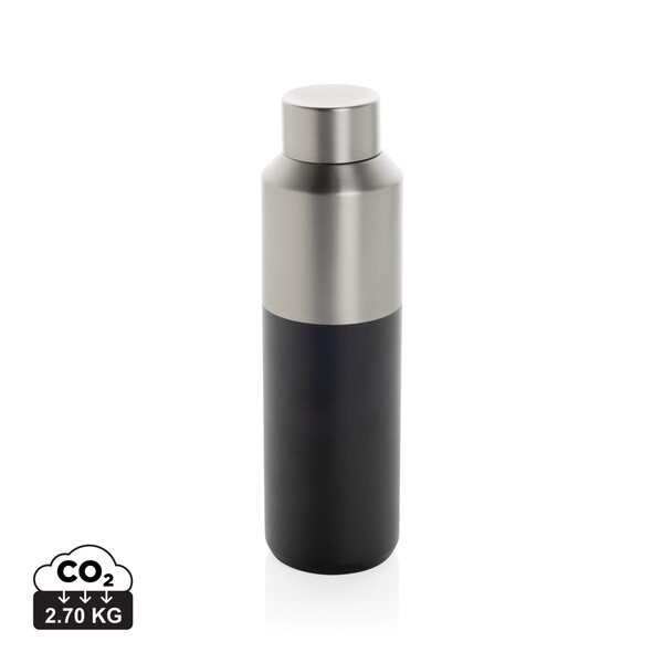 Fľaša na vodu Fluid 600ml z RCS recyklovanej ocele - Čierna