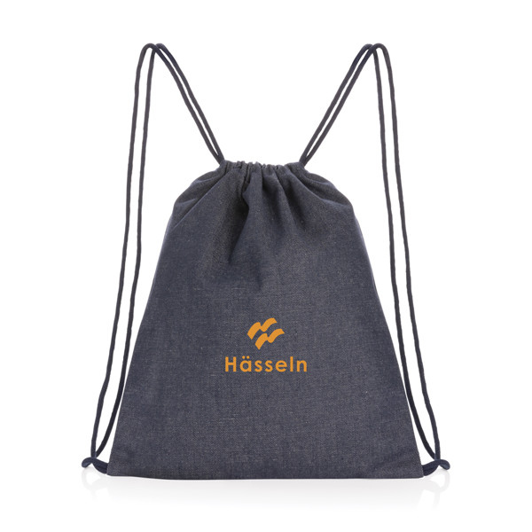 Impact Aware drawstring backpack, recycled denim 320gsm