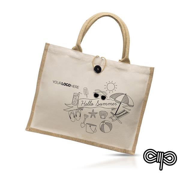 Bolsa De Yute, Con Lona 100% Algodón - Crudo