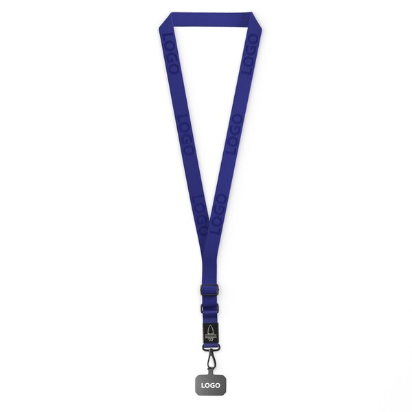 Woven adjustable crossbody phone holder with logo engraved metal plate - Reflex Blue C