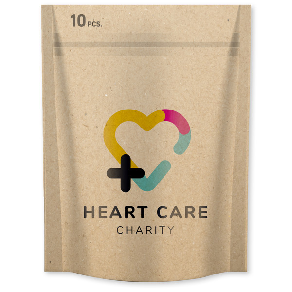 10 Pflaster in vollfarbig bedruckter Papiertasche - Kraftpapier / sensitive