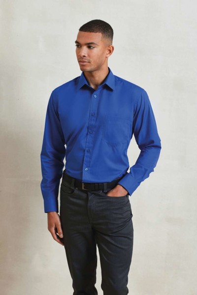 Men's Long Sleeve Poplin Shirt - White / 4XL