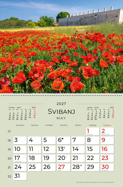 Preklopni zidni kalendar – Čudesna Hrvatska