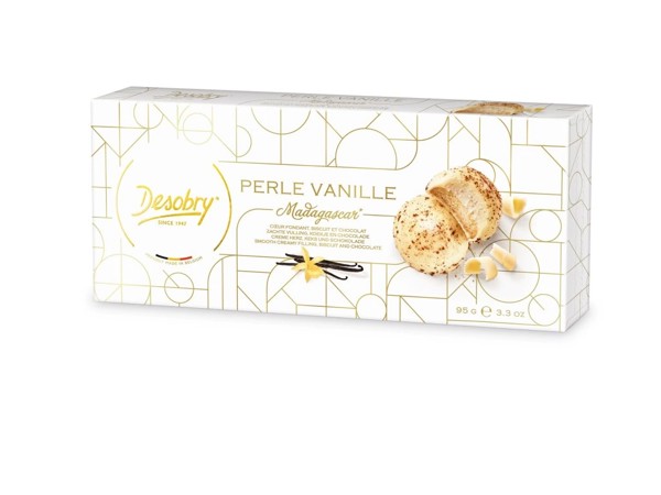 Čokoládové sušienky s bielou čokoládou a vanilkovou náplňou Perle Vanille