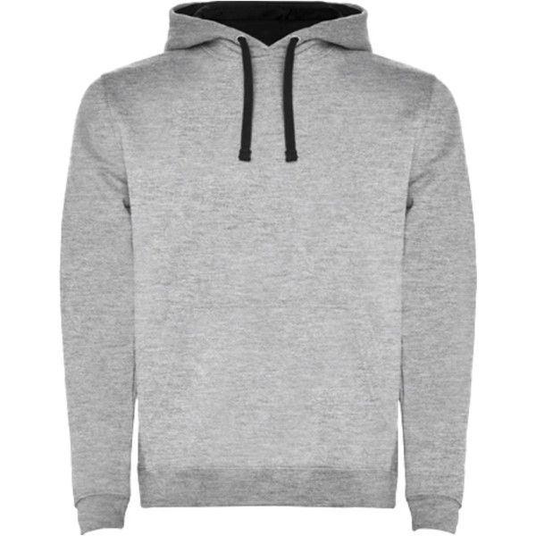 Urban men's hoodie - Marl Grey / Solid Black / XL - Mompalao