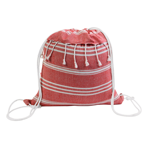 180 G/M2 Cotton Fouta Backpack With Drawstring Closure - Red