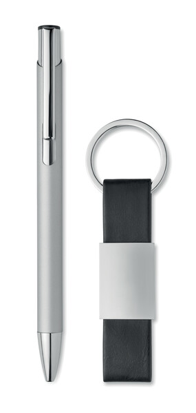 Penna e portachiavi in PU Escri Set - Argento
