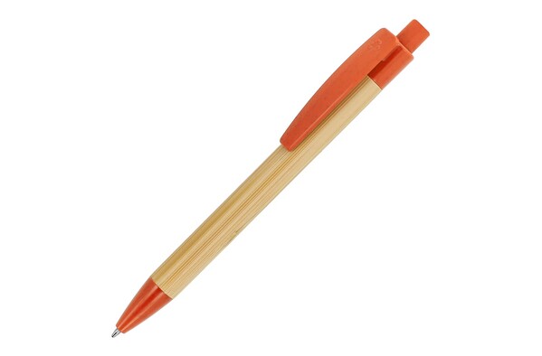 Stylo bille en bambou et paille de blé - Orange