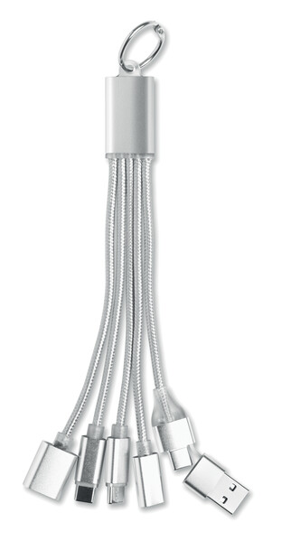 3-in-1 charging cable keyring Hublue - Silver