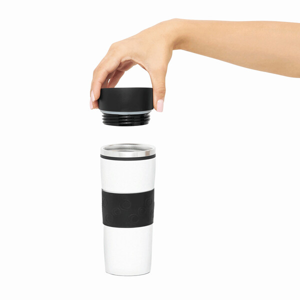 Dvojstenný cestovný termohrnček Arabica - Čierna / Biela